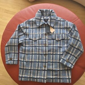 FRNCH Paris SECIL Plaid Grid jacket in Blue, Sz. L NWT